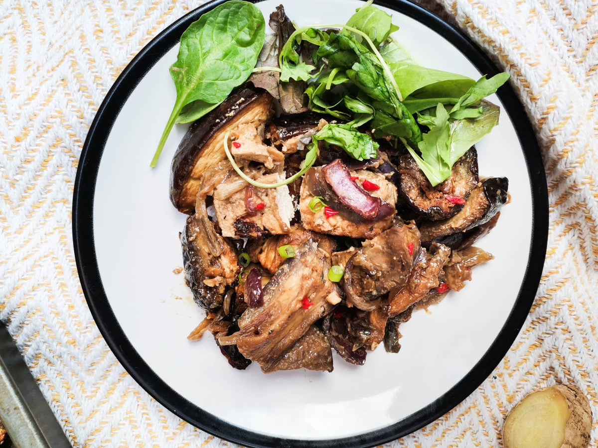 Miso Glazed Aubergine, Mushroom & Tofu Bowl (Ve)