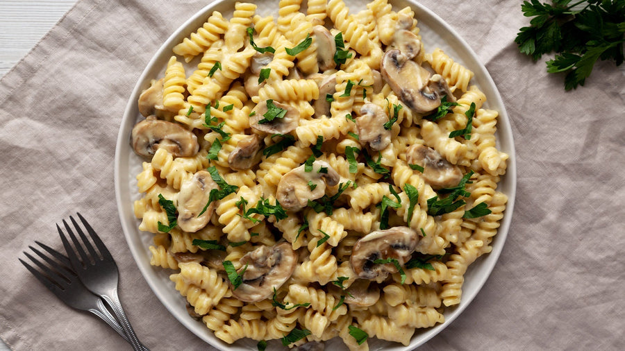 Creamy Protein Mushroom Pasta (Ve)